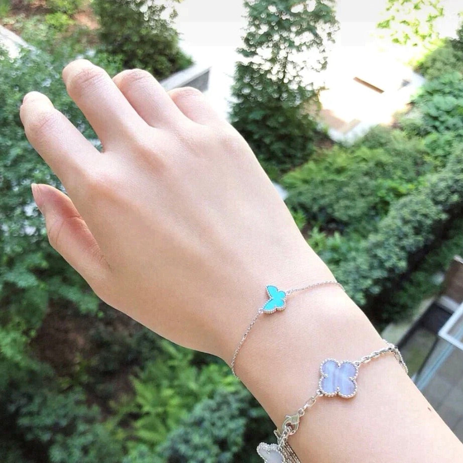 [Vellora Opalyn]BUTTERFLY TURQUOISE BUTTERFLY BRACELET SILVER