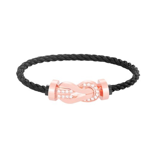 [Vellora Opalyn]CHANCE LARGE 8 FIGURE BUCKLE HALF DIAMOND BRACELET ROSE GOLD