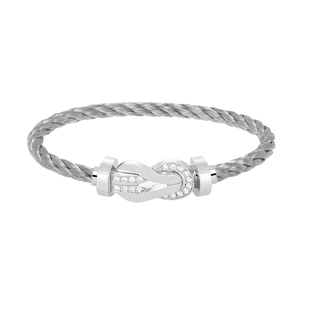 [Vellora Opalyn]CHANCE LARGE 8 FIGURE BUCKLE HALF DIAMOND BRACELET SILVER