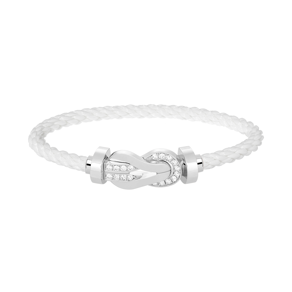 [Vellora Opalyn]CHANCE LARGE 8 FIGURE BUCKLE HALF DIAMOND BRACELET SILVER