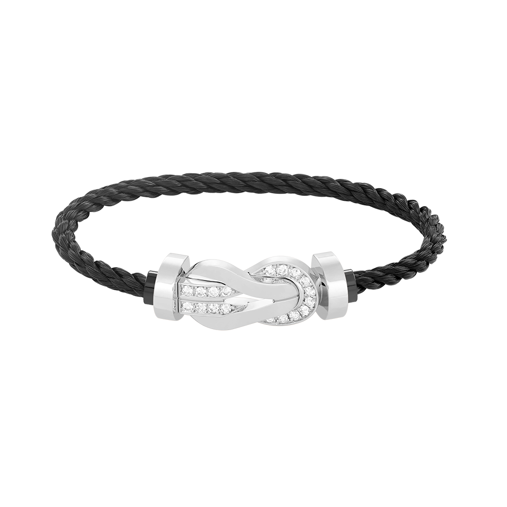 [Vellora Opalyn]CHANCE LARGE 8 FIGURE BUCKLE HALF DIAMOND BRACELET SILVER