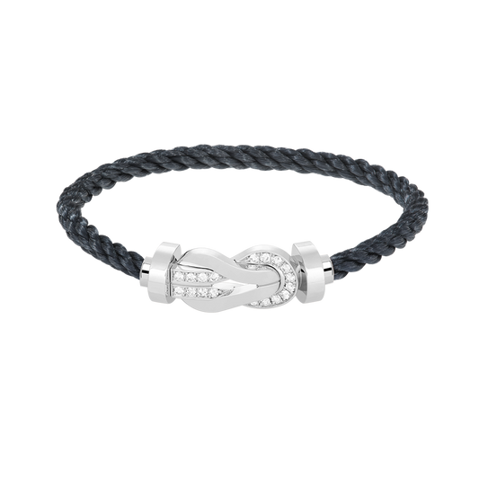 [Vellora Opalyn]CHANCE LARGE 8 FIGURE BUCKLE HALF DIAMOND BRACELET SILVER