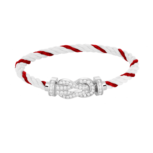 [Vellora Opalyn]CHANCE LARGE 8 FIGURE BUCKLE FULL DIAMOND BRACELET SILVER