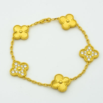 [Vellora Opalyn]CLOVER BRACELET 5 MOTIFS GOLD DIAMOND