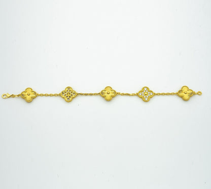 [Vellora Opalyn]CLOVER BRACELET 5 MOTIFS GOLD DIAMOND