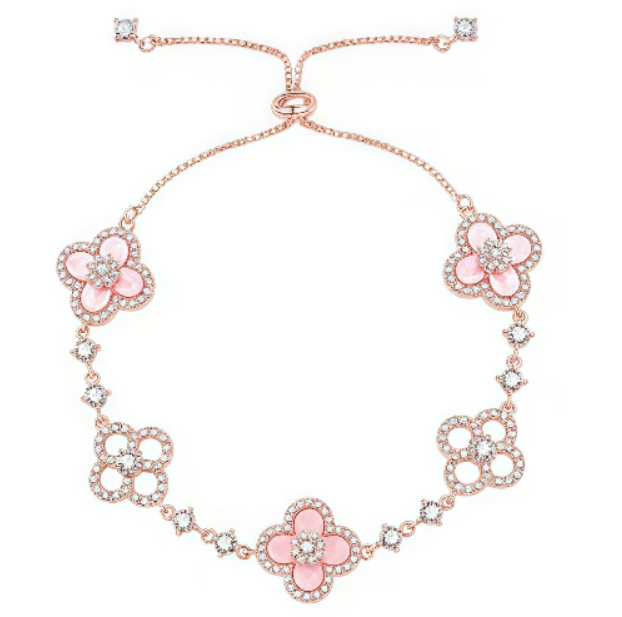 [Vellora Opalyn]CLOVER 5 MOTIF PINK BLUE RED WHITE BRACELET