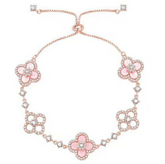 [Vellora Opalyn]CLOVER 5 MOTIF PINK BLUE RED WHITE BRACELET