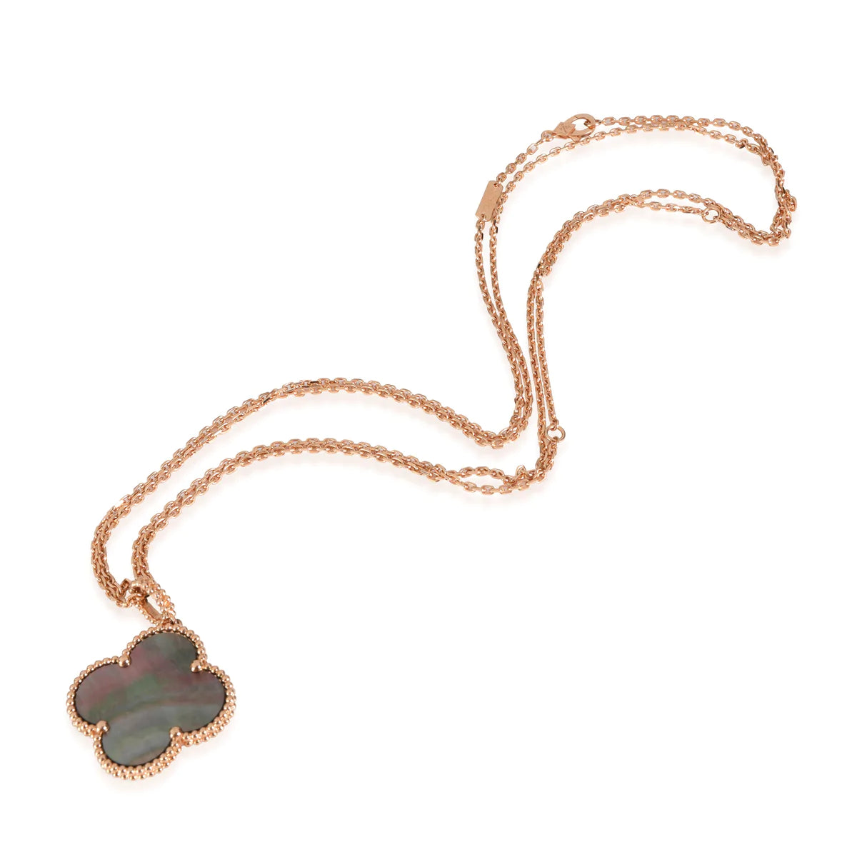 [Vellora Opalyn]CLOVER 25MM GOLD DARK MOP BIG CLOVER NECKLACE