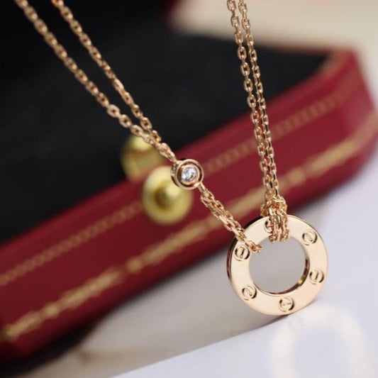 [Vellora Opalyn]LOVE NECKLACE ADJUSTABLE ROSE GOLD 2 DIAMOND