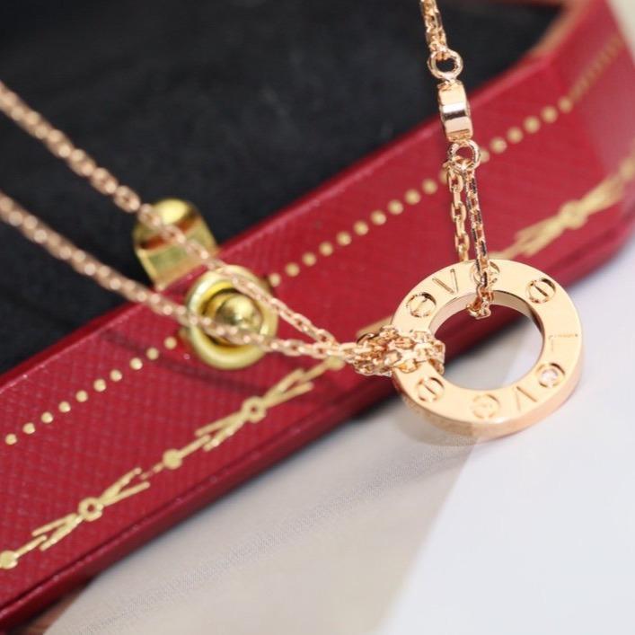 [Vellora Opalyn]LOVE NECKLACE ADJUSTABLE ROSE GOLD 2 DIAMOND
