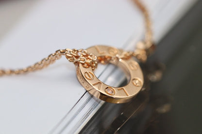 [Vellora Opalyn]LOVE NECKLACE ADJUSTABLE ROSE GOLD 2 DIAMOND