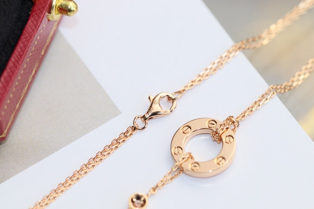 [Vellora Opalyn]LOVE NECKLACE ADJUSTABLE ROSE GOLD 2 DIAMOND