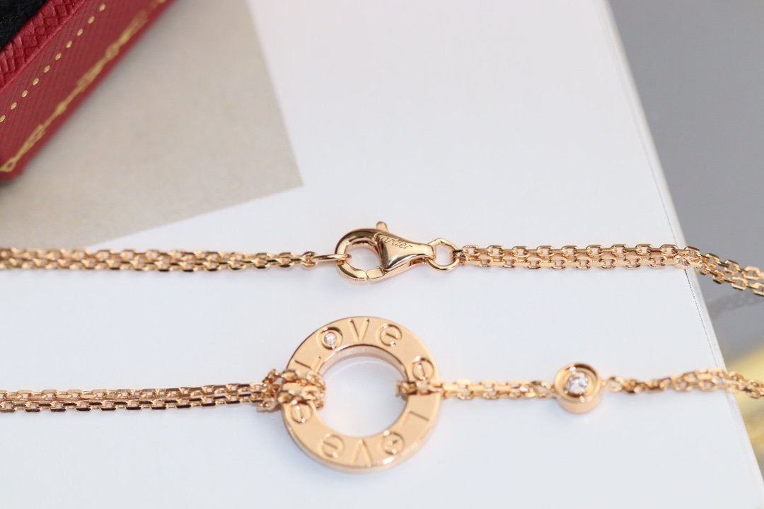 [Vellora Opalyn]LOVE NECKLACE ADJUSTABLE ROSE GOLD 2 DIAMOND