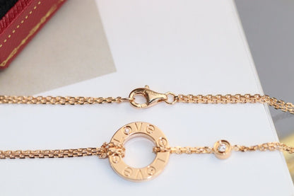 [Vellora Opalyn]LOVE NECKLACE ADJUSTABLE ROSE GOLD 2 DIAMOND