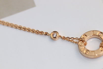 [Vellora Opalyn]LOVE NECKLACE ADJUSTABLE ROSE GOLD 2 DIAMOND