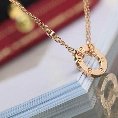 [Vellora Opalyn]LOVE NECKLACE ADJUSTABLE ROSE GOLD 2 DIAMOND
