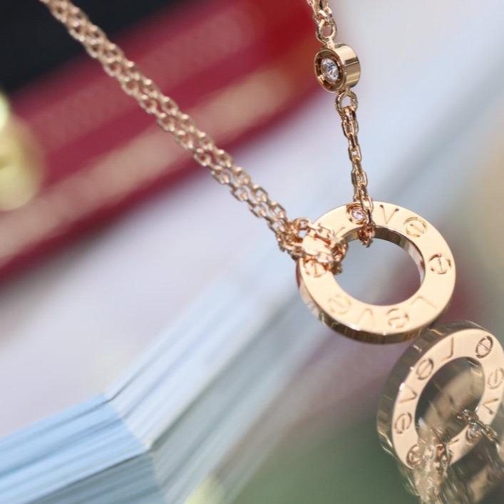 [Vellora Opalyn]LOVE NECKLACE ADJUSTABLE ROSE GOLD 2 DIAMOND