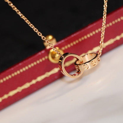 [Vellora Opalyn]LOVE NECKLACE PINK GOLD AND SILVER