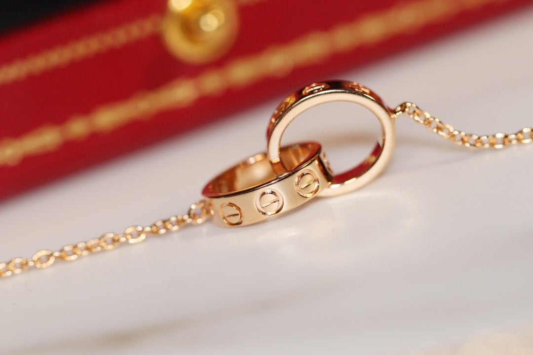 [Vellora Opalyn]LOVE NECKLACE PINK GOLD AND SILVER