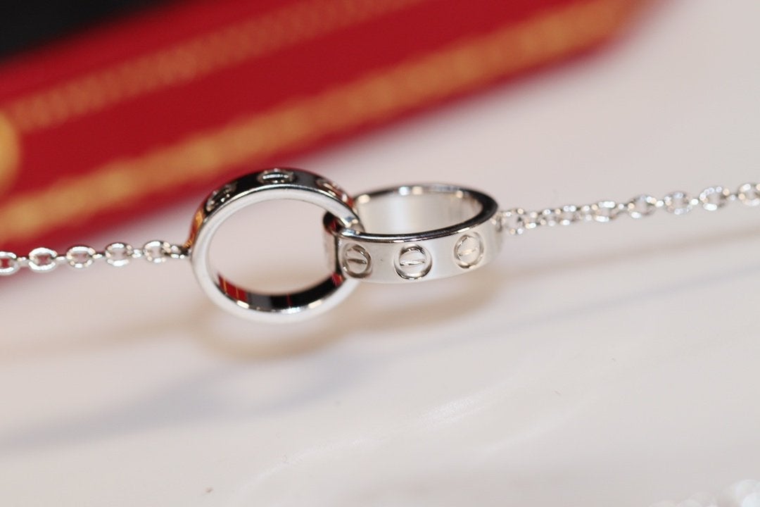 [Vellora Opalyn]LOVE NECKLACE PINK GOLD AND SILVER