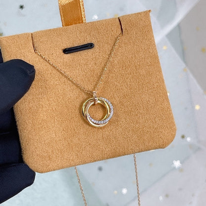 [Vellora Opalyn]TRINITY NECKLACE SILVER GOLD PINK GOLD DIAMONDS