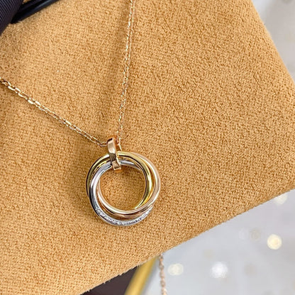 [Vellora Opalyn]TRINITY NECKLACE SILVER GOLD PINK GOLD DIAMONDS