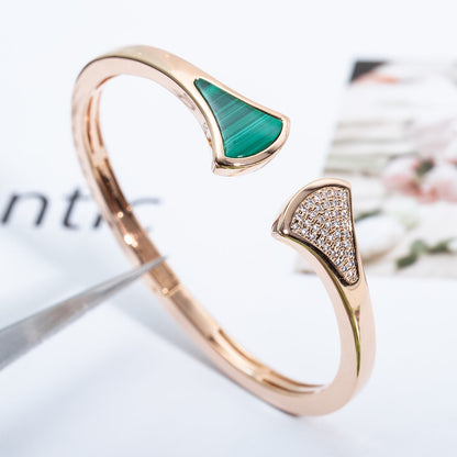 [Vellora Opalyn]DREAM BRACELET OPEN MALACHITE PINK GOLD
