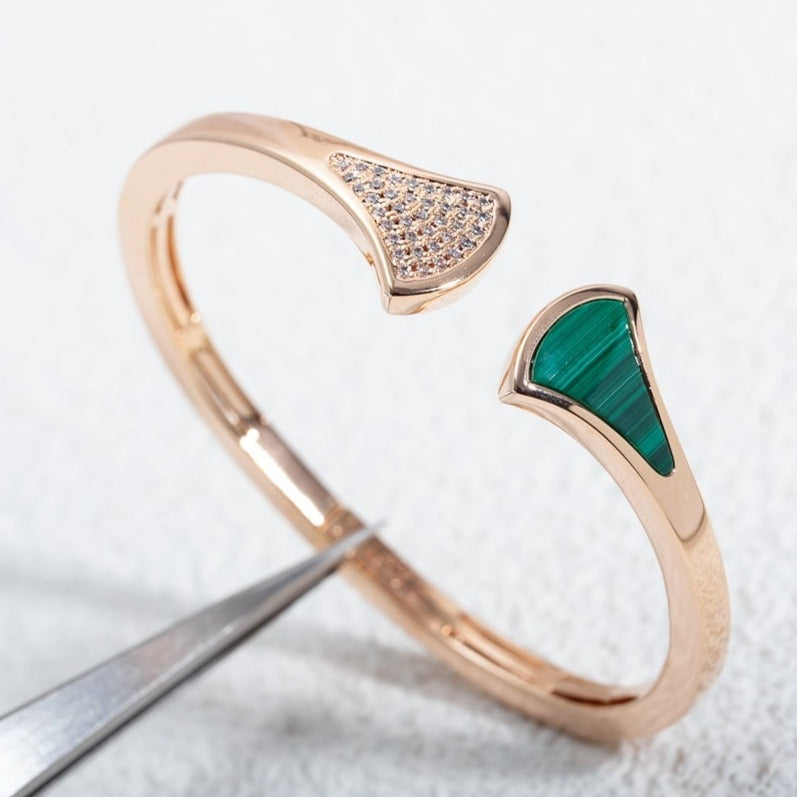 [Vellora Opalyn]DREAM BRACELET OPEN MALACHITE PINK GOLD