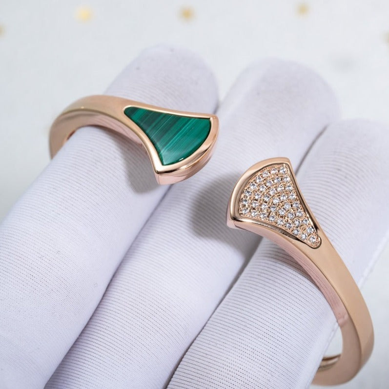 [Vellora Opalyn]DREAM BRACELET OPEN MALACHITE PINK GOLD