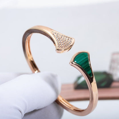 [Vellora Opalyn]DREAM BRACELET OPEN MALACHITE PINK GOLD
