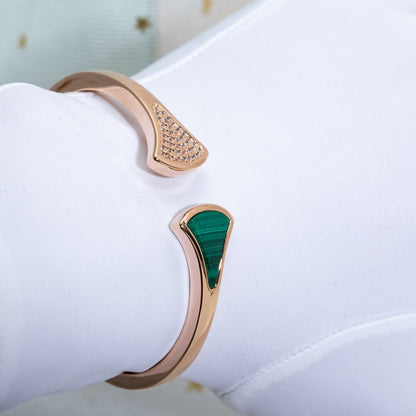 [Vellora Opalyn]DREAM BRACELET OPEN MALACHITE PINK GOLD