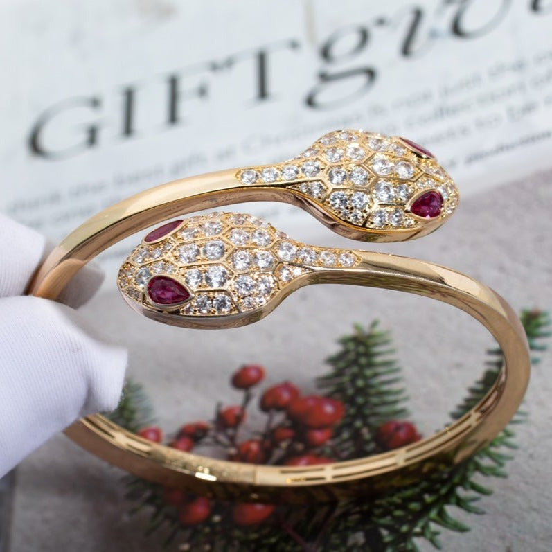 [Vellora Opalyn]SERPENTI BRACELET PINK GOLD DIAMOND DOUBLE SNAKE
