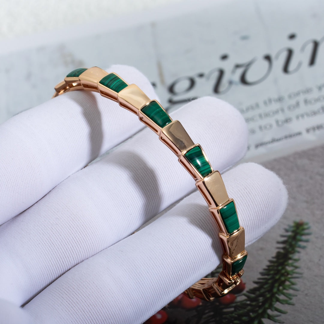 [Vellora Opalyn]SERPENTI BRACELET PINK GOLD MALACHITE