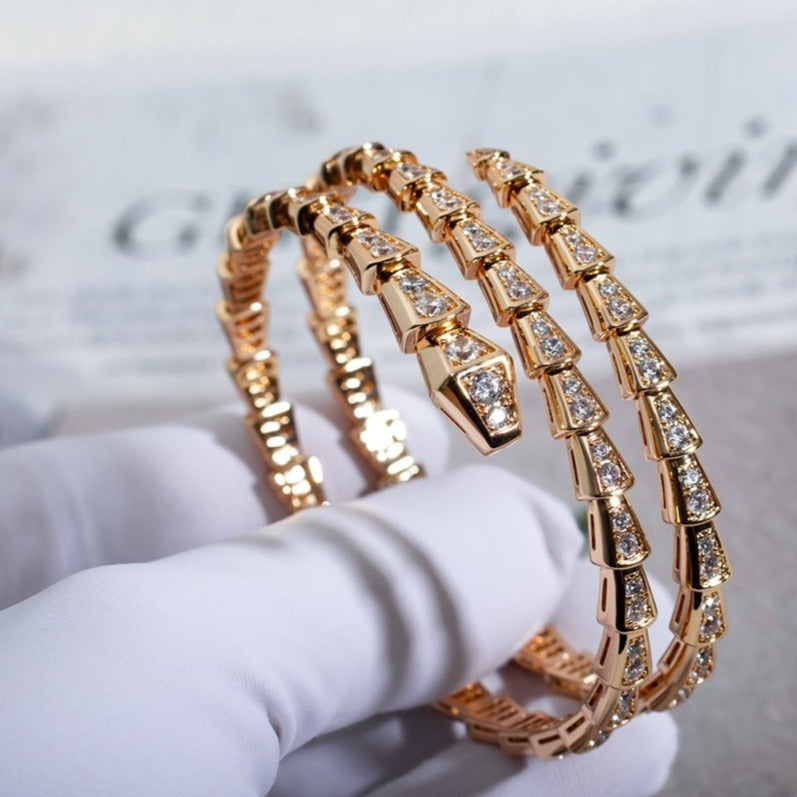 [Vellora Opalyn]SERPENTI BRACELET PINK GOLD DIAMOND DOUBLE ROW