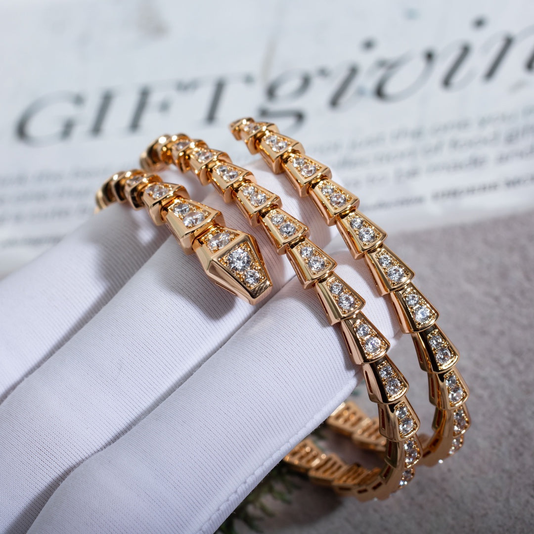 [Vellora Opalyn]SERPENTI BRACELET PINK GOLD DIAMOND DOUBLE ROW