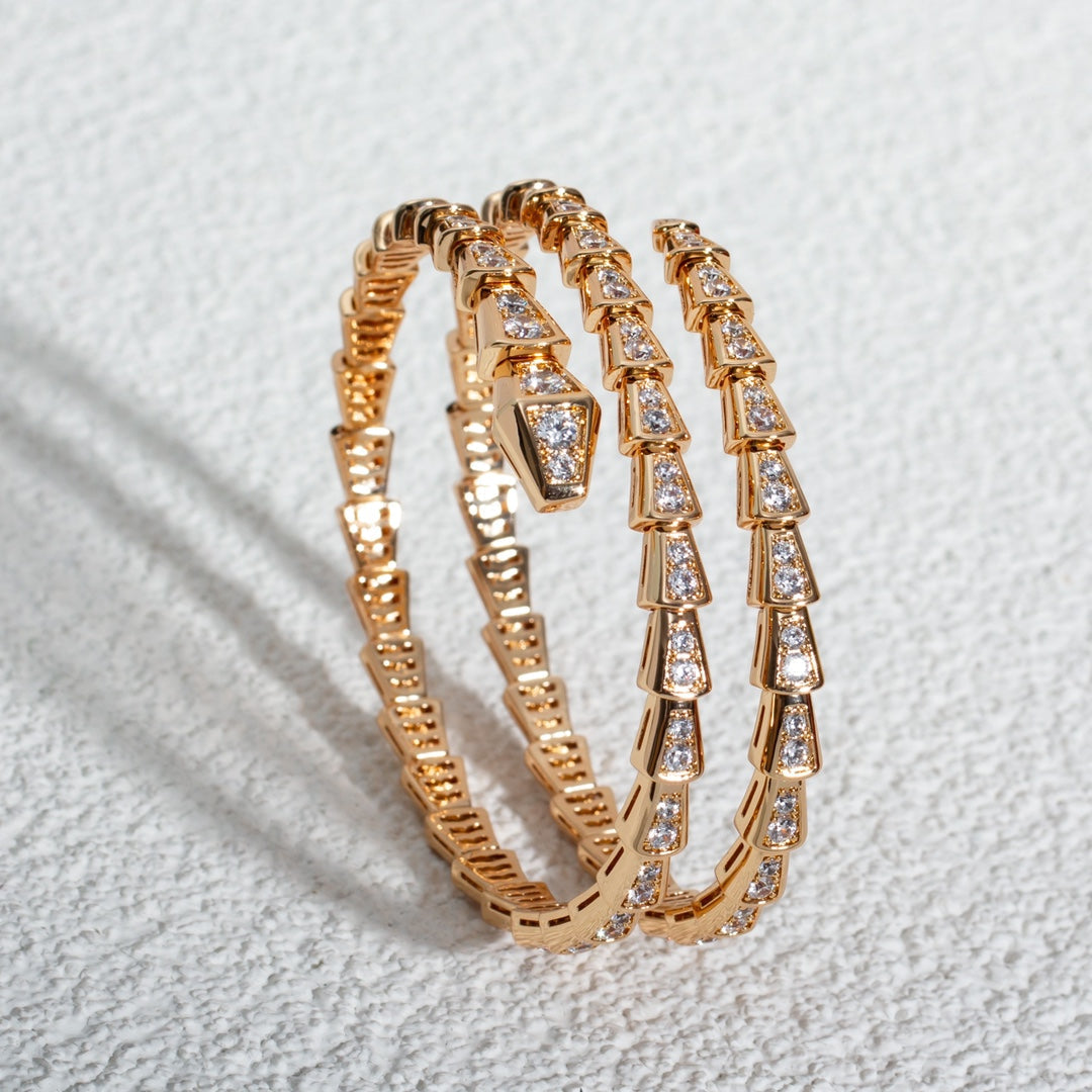 [Vellora Opalyn]SERPENTI BRACELET PINK GOLD DIAMOND DOUBLE ROW