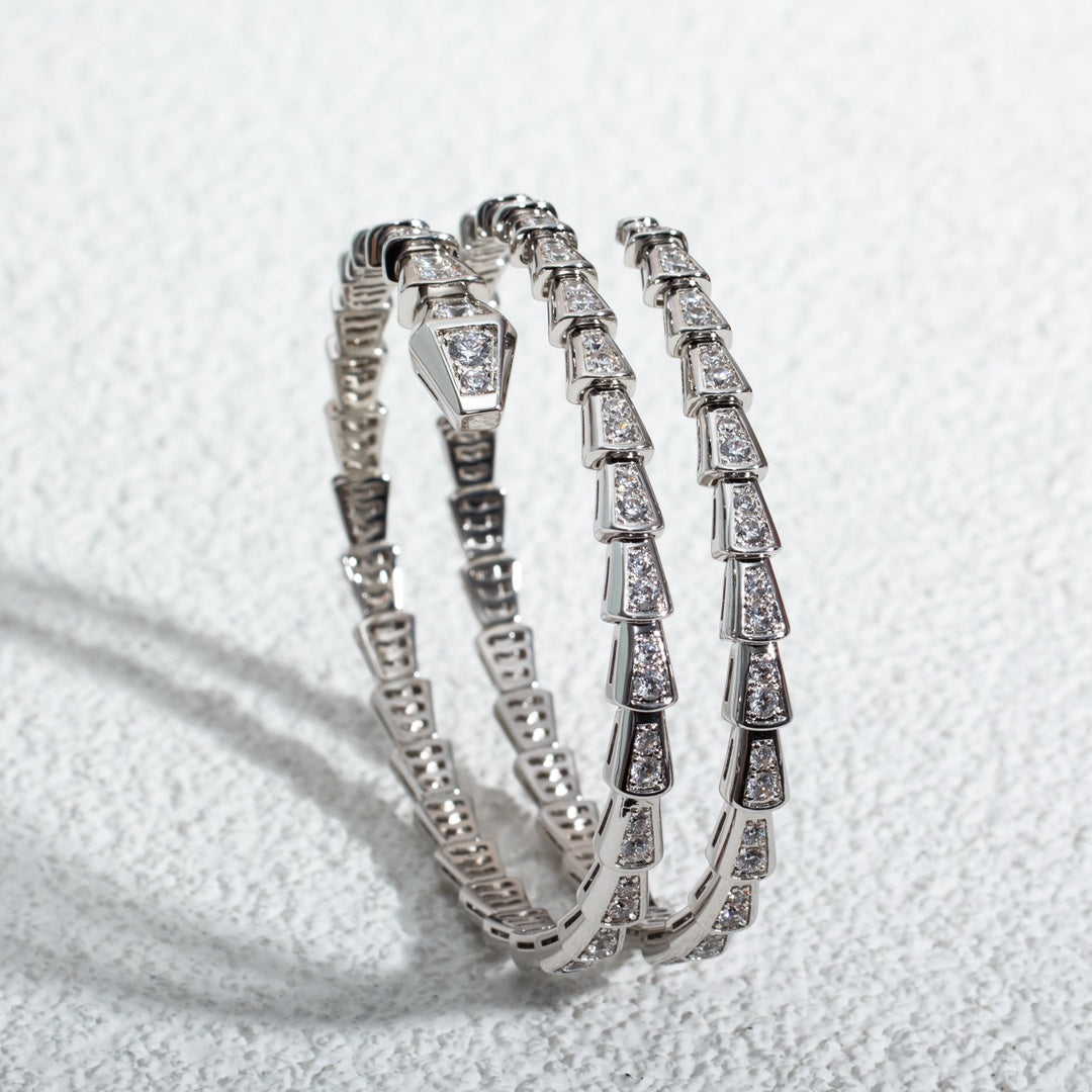 [Vellora Opalyn] SERPENTI BRACELET SILVER DIAMOND DOUBLE ROW