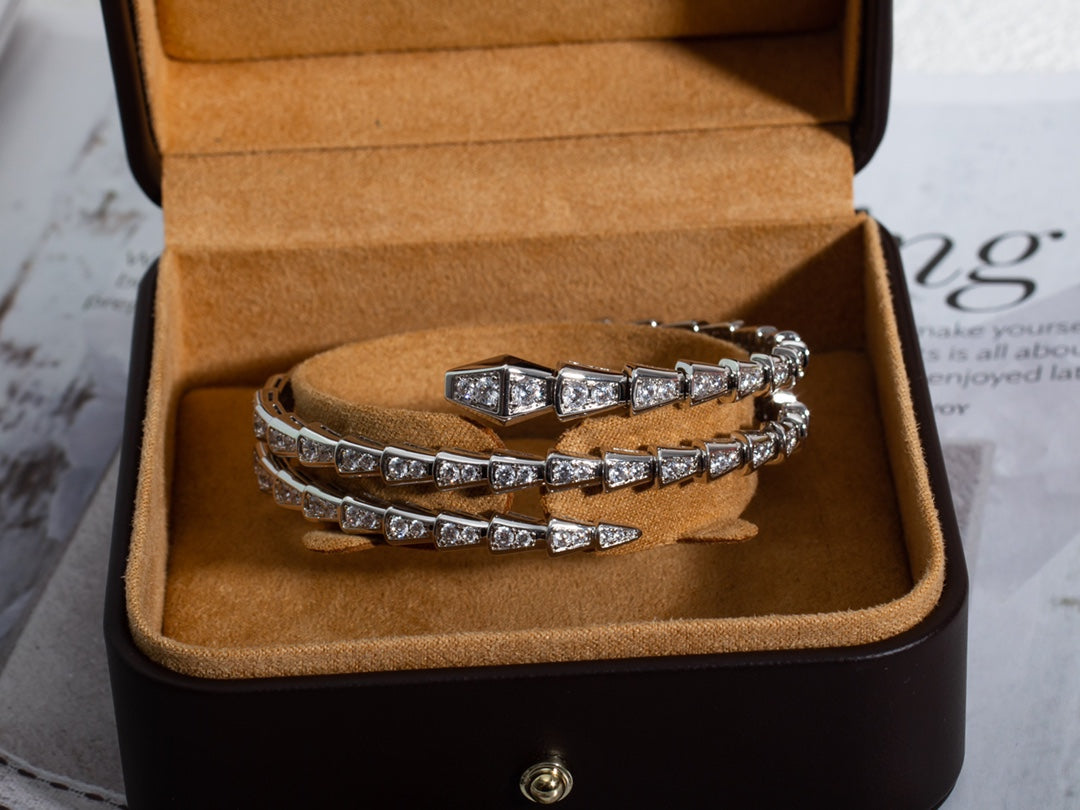 [Vellora Opalyn] SERPENTI BRACELET SILVER DIAMOND DOUBLE ROW