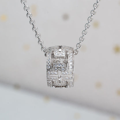 [Vellora Opalyn]PARENTESI NECKLACE SILVER DIAMOND