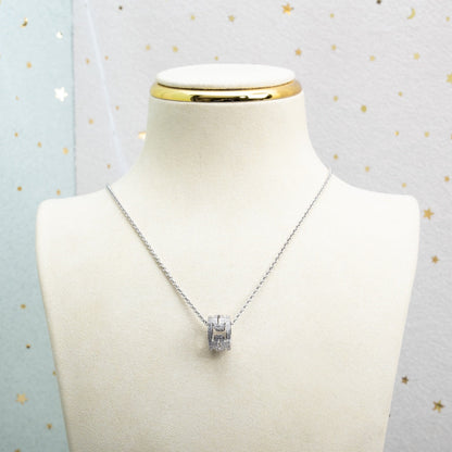 [Vellora Opalyn]PARENTESI NECKLACE SILVER DIAMOND