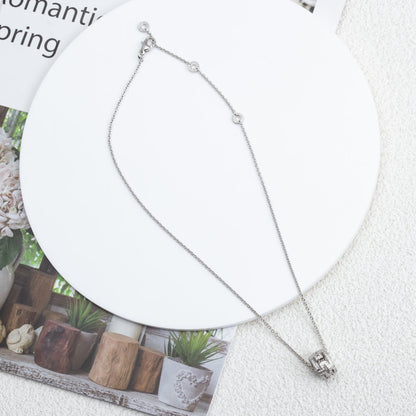 [Vellora Opalyn]PARENTESI NECKLACE SILVER DIAMOND