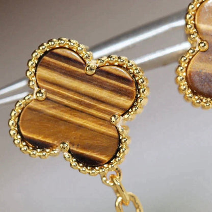 [Vellora Opalyn]CLOVER  2 MOTIF  TIGER EYE CARNELIAN EARRINGS
