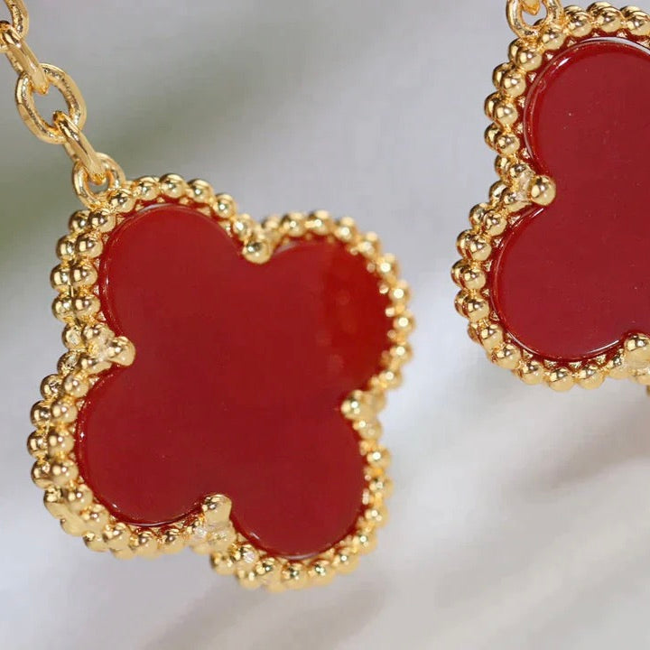 [Vellora Opalyn]CLOVER  2 MOTIF  TIGER EYE CARNELIAN EARRINGS