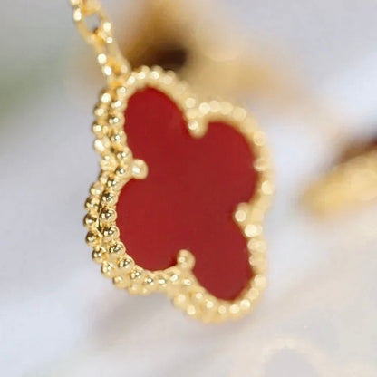 [Vellora Opalyn]CLOVER  2 MOTIF  TIGER EYE CARNELIAN EARRINGS