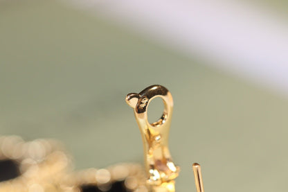 [Vellora Opalyn]CLOVER EARRINGS GOLD ONYX MOP 3 MOTIF