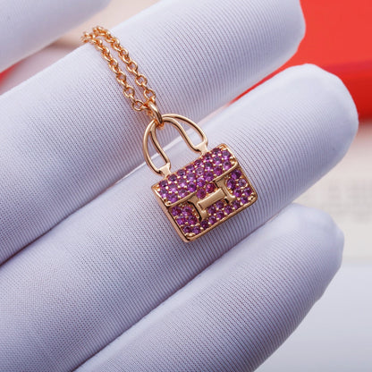 [Vellora Opalyn]CONSTANCE PEDANT PURPLE DIAMOND NECKLACE