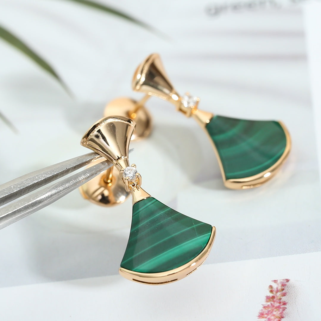 [Vellora Opalyn]DREAM MALACHITE PINK GOLD EARRINGS