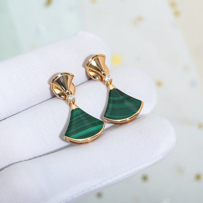 [Vellora Opalyn]DREAM MALACHITE PINK GOLD EARRINGS