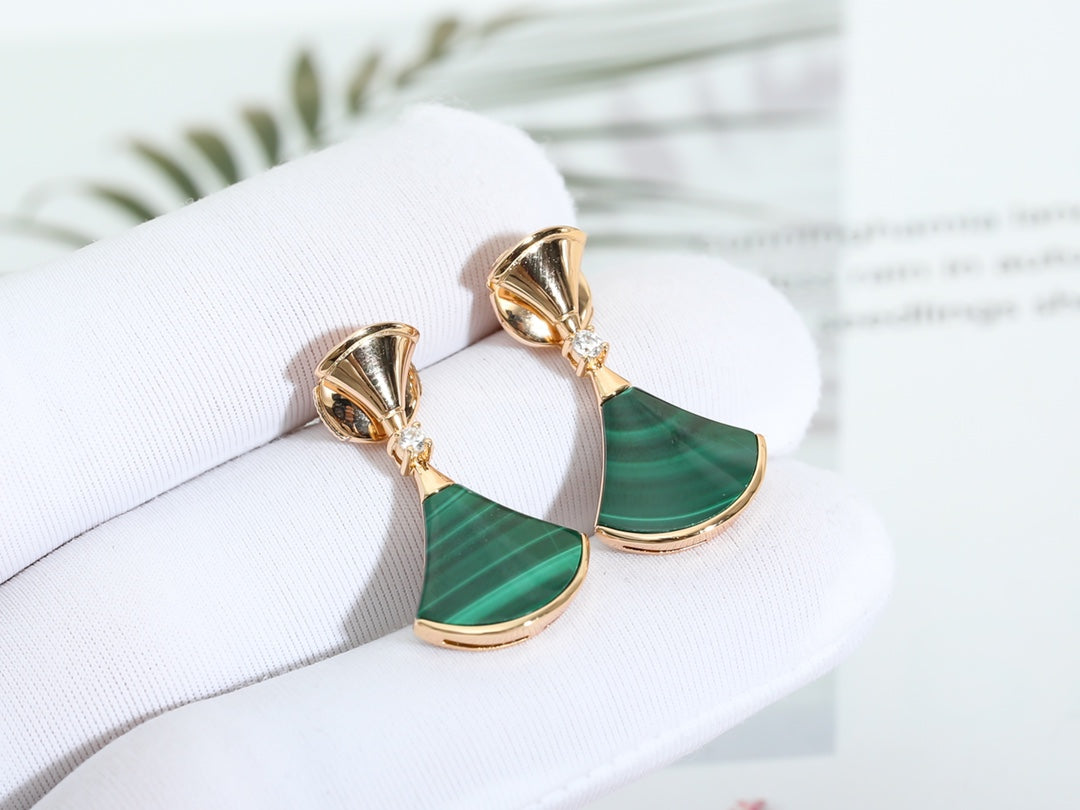 [Vellora Opalyn]DREAM MALACHITE PINK GOLD EARRINGS