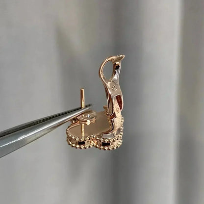 [Vellora Opalyn]CLOVER MEDIUM 1 MOTIFS  PINK MOP DIAMOND EARRINGS